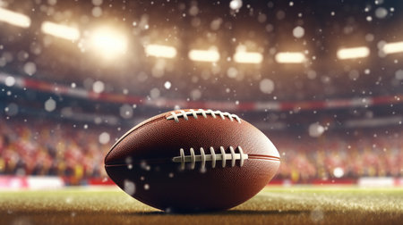 American college high school junior striped footballの素材