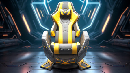 gaming chair on glowing tech backgroundの素材