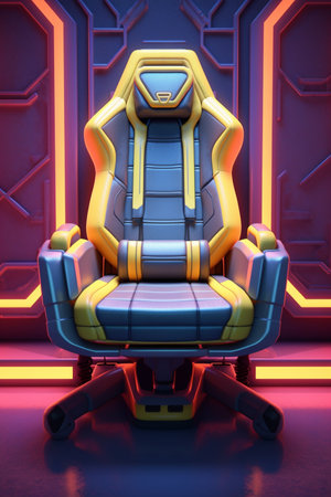 gaming chair on glowing tech backgroundの素材