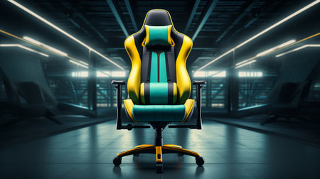 gaming chair on glowing tech backgroundの素材