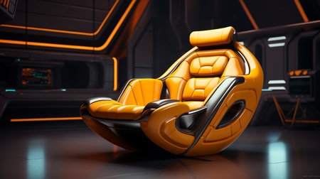gaming chair on glowing tech backgroundの素材