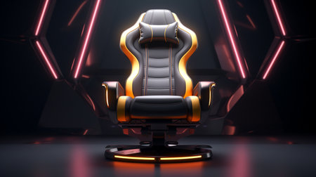 gaming chair on glowing tech backgroundの素材
