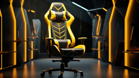 gaming chair on glowing tech backgroundの素材
