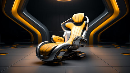 gaming chair on glowing tech backgroundの素材