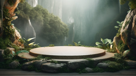 Rock or stone podium nature pedestal stage product display, cosmetic product display podiumの素材