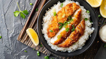 Chicken katsu dish with riceの素材