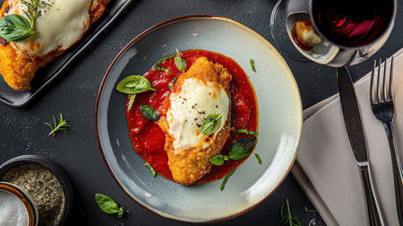 Professional Shot of chicken Parmesanの素材