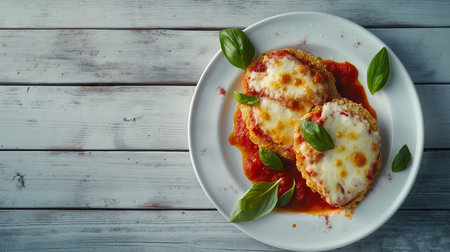 Chicken Parmesan on tableの素材