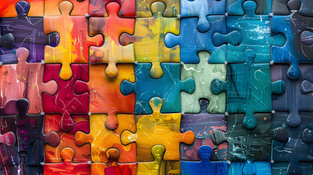 solved puzzle game pieces backgroundの素材