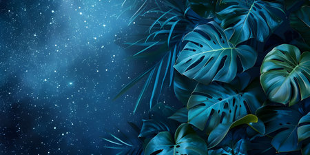BLue tropical leaves Backgroundの素材