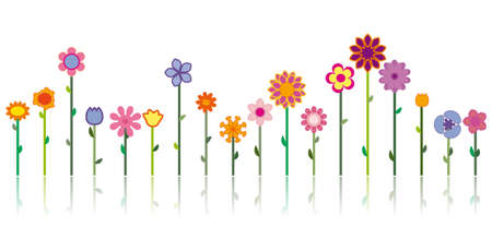 Different flowers in many different colors as a vector imageのイラスト素材