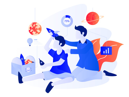 Startup Business Illustration. Modern Flat design concept. Vector Designのイラスト素材