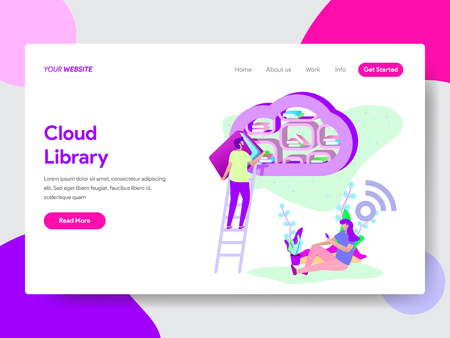 Landing page template of Cloud Library Illustration Concept. Modern flat design concept of web page design for website and mobile website.Vector illustrationのイラスト素材