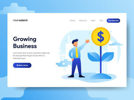 Landing page template of Growing Business Concept. Modern flat design concept of web page design for website and mobile website.Vector illustrationのイラスト素材