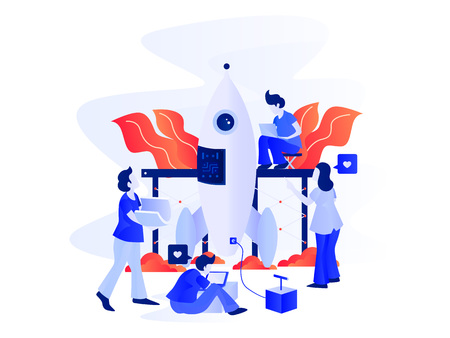 Startup Business Illustration. Modern Flat design concept. Vector Designのイラスト素材