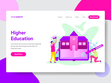 Landing page template of Student with University Education Illustration Concept. Modern flat design concept of web page design for website and mobile website.Vector illustrationのイラスト素材