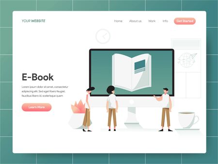 E-Book Illustration Concept. Modern design concept of web page design for website and mobile website.Vector illustration EPS 10のイラスト素材