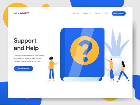Landing page template of Support and Help Illustration Concept. Modern design concept of web page design for website and mobile websiteのイラスト素材
