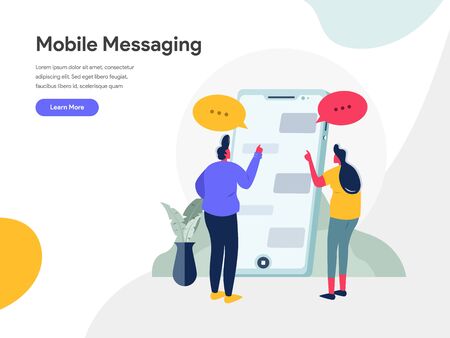 Mobile Messaging Illustration Concept. Modern flat design concept of web page design for website and mobile websiteのイラスト素材