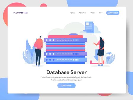 Landing page template of Database Server Illustration Concept. Modern design concept of web page design for website and mobile website.Vector illustration EPS 10のイラスト素材