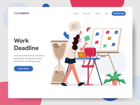 Businesswoman Working on Deadline Illustration Concept. Modern flat design concept of web page design for website and mobile website.Vector illustration EPS 10のイラスト素材