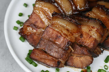 slices of braised pork bellyの写真素材