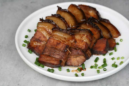 slices of braised pork bellyの写真素材