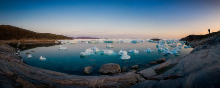 Greenland Ilulissat glaciers at fjord Disco Bay West Greenland