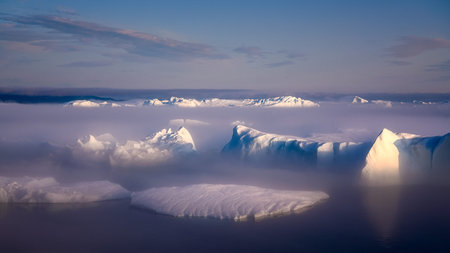 Greenland Ilulissat glaciers at fjord Disco Bay West Greenland