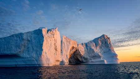Greenland Ilulissat glaciers at fjord Disco Bay West Greenland