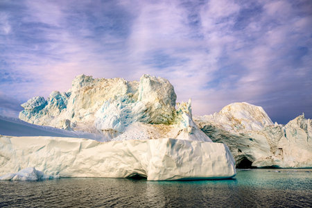 Greenland Ilulissat glaciers at fjord Disco Bay West Greenland