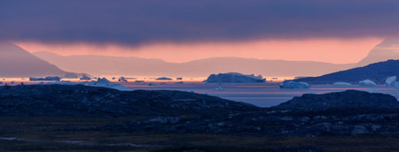 West Greenland Ilulissat Jakobshavn Jacobshaven sky sunset