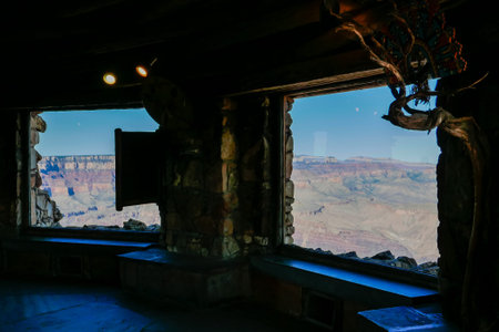 Grand Canyon in sunset sky