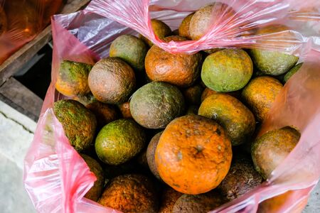 typical Vietnamese food and regional healthy dishes with fresh orangesの写真素材