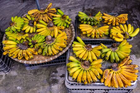 typical Vietnamese food and regional healthy dishes with baked bananasの写真素材