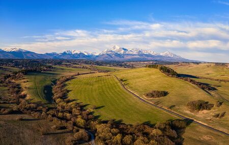 beautiful landscape with valleys, lakes and rivers in High Tatrasの写真素材