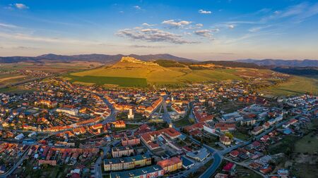 the town of Spisska Kapitula under Spis Castleの写真素材