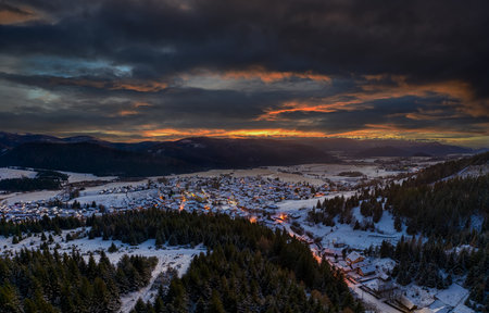 scenic village of Sumiac under the Kings Hillの写真素材
