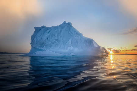 floating glaciers at fjord Disco Bay West Greenlandの写真素材
