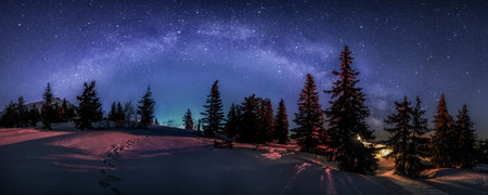 the Milky Way above the mountain hut below Chleb