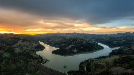 Nova Bystrica water reservoir, source of drinking water in the Kysucka Highlands in the Cadca districtの写真素材