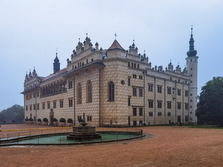 Renaissance castle in Litomysl with arcades, graphite decoration and a classicist theaterの写真素材