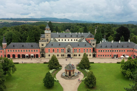Neo-Gothic State Castle Sychrov from aboveの写真素材