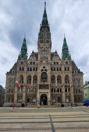 Neo-Renaissance town hall (1893) in Liberecの写真素材