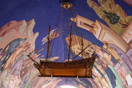 view of interior the old monastery in northern Cyprusの写真素材