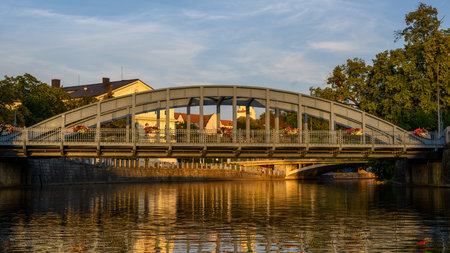 Ceske Budejovice, a city at the confluence of the Vltava and Malsa rivers, the center of southern Bohemiaの写真素材