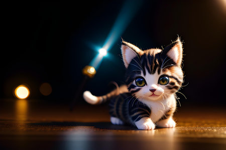 Illustration of adorable kitten play. AI generated image.の素材