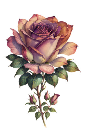 Colourful abstract botanical floral illustration. Wish card, greeting, wedding, print, shirt concept. AI generated imageの素材