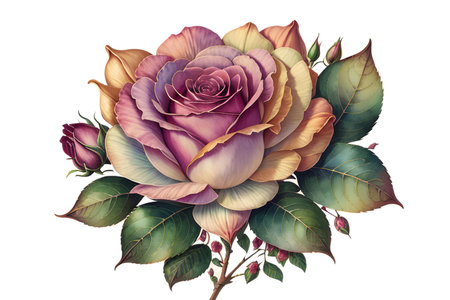 Colourful abstract botanical floral illustration. Wish card, greeting, wedding, print, shirt concept. AI generated imageの素材