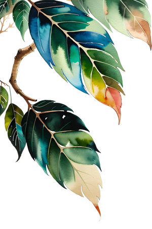 Colourful abstract botanical floral illustration. Wish card, greeting, wedding, print, shirt concept. AI generated imageの素材